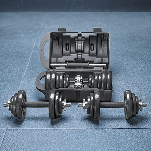 FORZA Adjustable Dumbbells Set | 20kg Cast Iron Dumbbell Weights with Spinlock Collars & Carry Case – Home & Gym Strength Training Equipment