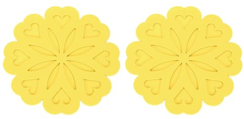 sourcing map 2Pcs Silicone Trivet Mats, Flower Pattern Silicone Pad Hot Pad Pan Protectors Table Protector Heat Resistant Mat for Countertop, Hot Dishes, Hot Pots and Pans, Yellow