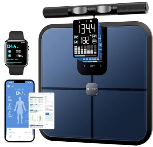 Tychesy Body Fat Scales, 8-Electrode Smart Weighing Scales Body Composition Analyzer BMI Monitor Pod for 50+ Metrics Tracking, Accurate 400lb/180kg Capacity