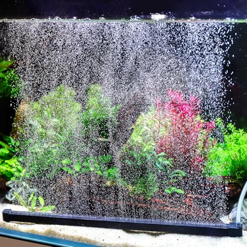 hygger Weighted Nano Mist Bubble Wall Bar, 15.7 Self-Sinking ABS Air Stone Strip with Gentle Oxygen Diffuser for Freshwater & Marine Aquarium, Hydroponics