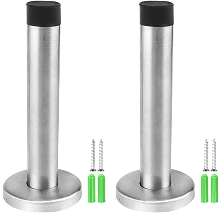 JaneYi Topes de puerta de acero inoxidable de 120 mm, amortiguadores de sonido, amortiguadores de goma, largos, para proteger el mango de los muebles, la pared, 2 unidades