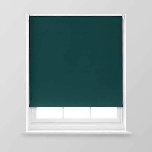 Trimmable Blackout Roller Blind - 6FT - DARK GREEN - 180cm(W) x 170cm(L) | Polyester Thermal Blackout Roller Blind with Trim-To-Size Fit, Blocks Light, Retains Warmth, Ideal for Bedrooms & Lounges