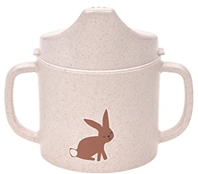 LÄSSIG Tasse à boire pour enfants avec anse et couvercle amovible 150 ml/Sippy Cup Little Forest Rabbit