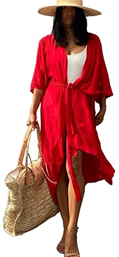 YOUKD Bohème Kimono Robe Long Cardigan Grande Taille Homewear Cover Up Robe pour Femme