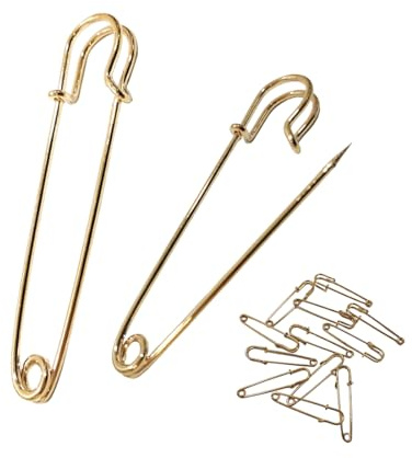 Skotsk haklapp, som kan användas för kappa eller halsduk, olämplig för kläder, lämplig för rutiga kjolar, klädstift, säkerhetsnål, stor (70 mm – 25 st, guld)