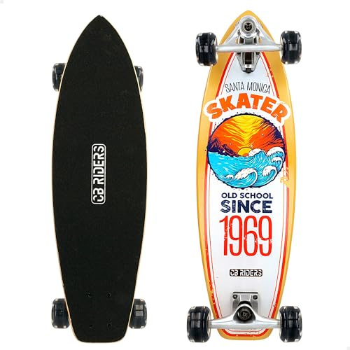 COLORBABY CB Riders - Monopatín, Patinete Skate, 74x22 cm, Fabricado de Madera, Eje Aluminio, Antideslizante, Skateboard niño, Tabla con 4 Ruedas PU, Máximo 100 kg, Regalo 6 años (47199)