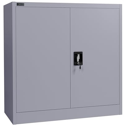 Makika Aktenschrank Mehrzweckschrank Büroschrank abschließbar 40x90x90cm - Lagerschrank Materialschrank Stahlschrank mit 2 Türen - Höhenverstellbarer Einlegeboden Anthrazit