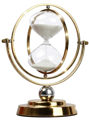 30 Minutes Hourglass Sand Timer,Vintage Metal Hourglass Rotating Sand Clock | Glass Timer Sand Glass Vintage Living Room Kitchen Cooking for Home Decor