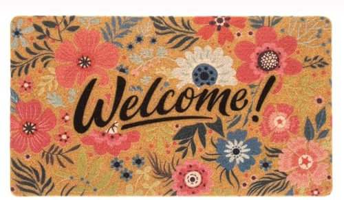 FGSS Flower-Welcome-Doormat Outdoor-Entrance - Coir-Non-Slip Floral Seasonal-Spring Summer Indoor Home Decor Front Door Mats