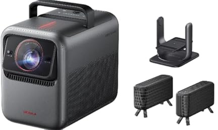 NEBLUA X1 Triple Laser 4K Beamer mit Kabellose Satellitenlautsprecher (2er-Pack) mit Gimbal-Ständer für Beamer, 3500 ANSI Lumen, 56000:1 Kontrast, 40W Stereo Sound, 0,9-1,5 optischer Zoom