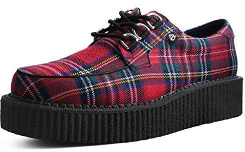 T.U.K. Shoes T2264 Unisex-Adult Creepers, Red Tartan Anarchic Creeper - US: Men 12 / Women 14 / Red/Fabric