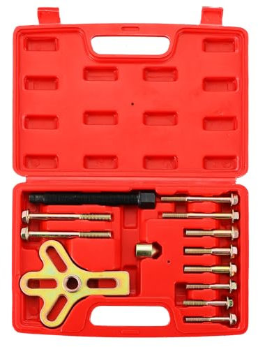DASBET 13PCS Harmonic Balancer Steering Wheel Puller Tool Flywheel Puller Crankshaft Pulley Puller Crankshaft Pulley Removal Steering Wheel Pulling Set