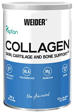 Weider Collagen 300Gr Collagene in polvere. Con Acido Ialuronico, Magnesio e Vitamina C. 100% Peptan. Zero grassi. Zucchero zero. Keto.