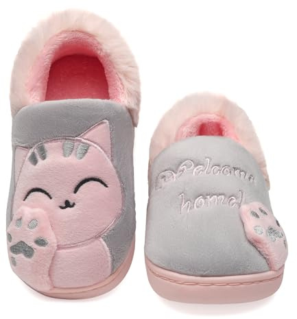 Vunavueya Mujer Zapatillas de Estar por Casa Hombre Zapatos Pantuflas Casa Invierno Interior Caliente Peluche Forradas Slippers Gris Forro 37/38 EU=38-39CN