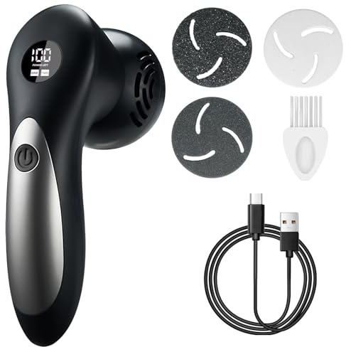 Pedicure Elettrico Professionale Piedi, Ricaricabile 1200mAh Cura Piedi Elettrico con 3 testine smerigliate di ricambio (bianca)