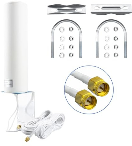BOOBRIE 4G LTE Antenna 10dBi-12dBi High Gain 698-2700MHz Outdoor Antenna OmniDirectional Dual SMA Male Connector Low Loss 16.4Ft Cable for 4G LTE Router Hotspot Wireless Cellular Trail Camera