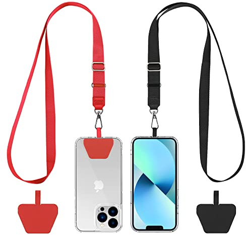 CACOE Handyband Universal 2 Stück Einstellbar Halsband Schlüsselband mit 2 Durable Patches,Handy-Lanyard Universelle Umhängetasche Multifunktional, kompatibel mit den meisten Smartphones