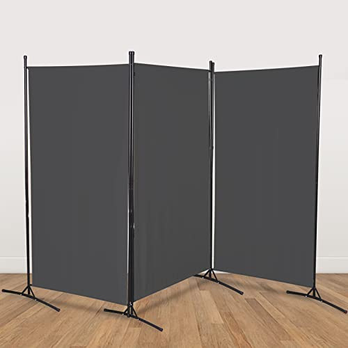 Daromigo Paravento autoportante, 260 x 180 cm, divisorio divisorio, grigio paravan per esterni, resistente alle intemperie, 3 pezzi, protezione da sguardi indiscreti per interni ed esterni