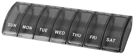 TERJBG Tablettenbox 7 Tage Pillendose 7 Tage Medikamenten Aufbewahrung, Pillendose Klein Für Unterwegs Pillenbox 7 Tage Medikamentenbox Aufbewahrung, Tablettenbox Für Eine Woche (Schwarz)