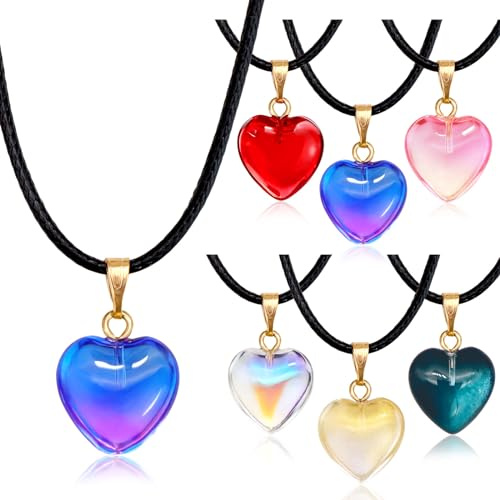 Omlisca Valentines Gifts for Kids 24 Pack Colorful Heart Shaped Pendant Necklace Birthday Party Favors Goodie Bags Filler for Women Party Supplies Wedding School Classroom Rewards Exchange