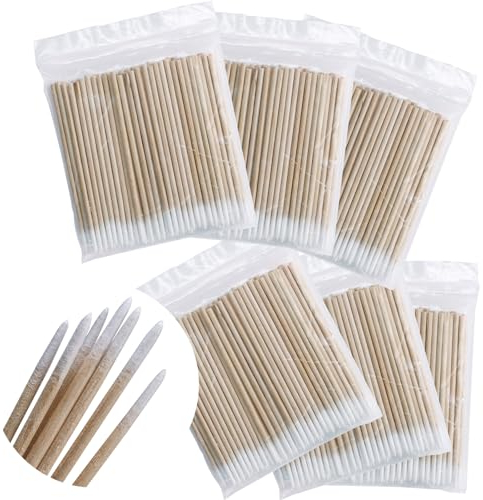 600 Stück Wattestäbchen Holz Spitz,Reinigungsstäbchen,Microbrush Stäbchen Wattestäbchen für Tattoo,Augenbrauen,Beauty,Lippenstift,Wimpern, Make-Up,Nagel Zubehör,Augenbrauen Tattoo