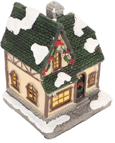 Wifehelper Casa de Pueblo de Navidad Accesorios de Pueblo de Navidad Regalos Decoración Antigua Retro Resplandor Adorno Decorado Exquisito Decoraciones Iluminadas (Tipo B)