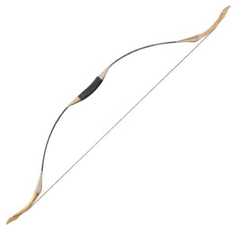 53 Zoll Traditioneller Recurvebogen Reiterbogen Jagdbogen Handgefertigter Langbogen für Jagen und Zielschießen (40 lbs)