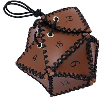 Ieron Bolsa de Cuero de PU para Dados, Bolsa para Dados poliédricos, Bolsa portátil con cordón para Juegos, Bolsa para Dados DND, marrón
