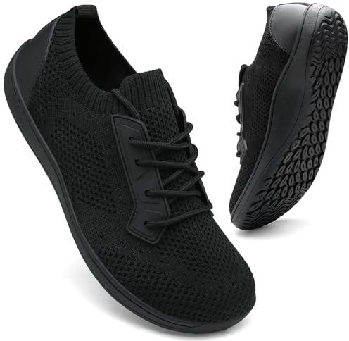Sneakers Femme Basket Chaussures Running Minimalistes Pieds Larges Confortable Noir Barefoot Shoes Respirantes Légères Fitness Chaussures Pieds Nus Femme 38