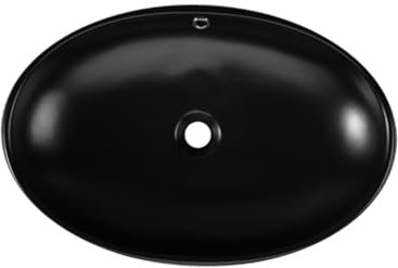 DILECI - Vasque à Poser Ovale en Céramique noir mate – Lavabo Design Épuré et Élégant pour Salle de Bain – Finition Lisse, Moderne et Intemporelle – Facile à Installer et Entretien Simplifié