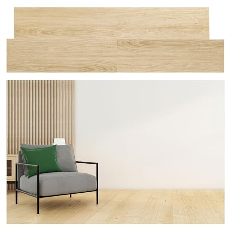 TIENDA EURASIA – Set 24 Laminas Vinilo Parquet | Material Plástico + Papel | 24 láminas de 17x93x4,5 cm total 3,33 m² | Grosor lamina: 0,2 cm | Suelo Vinilo Autoadhesivo (Marrón Claro)