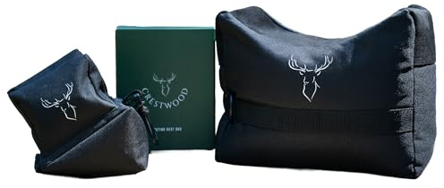 CRESTWOOD Shooting Rest Bags Front and Rear, Rifle Sand Bags for Shooting Range & Hunting, Durable Weighted Gun Rest Support, Bench Rest Shooting Sandbags for Rifles & Pistols (Unfilled)