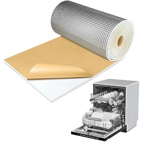 TroyStudio Dishwasher Sound Insulation Blanket, 13 x 157 x 0.2 Self Adhesive Acoustic PEF Foam Sheet, Noise Cancelling Heat Shield, Machine Soundproof Cover, Waterproof & Anti-Vibration Wrap