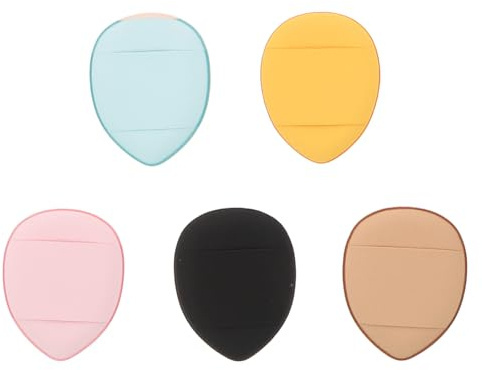 Lurrose Mini Borla de Maquillaje Tipo Cojín para Polvos Faciales y Corporales, 5 Piezas Multicolor, Tamaño Dedo, Material y Lavable, Adecuado para Maquillaje Seco y Color Aleatorio
