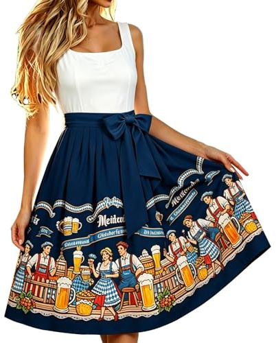 Generiskt Dirndlförkläde dam oktoberfest midi traditionell halvklänning jacquards förkläde Dirndl kostymförkläde traditionell perfekt för dräkter festligheter för ölfester