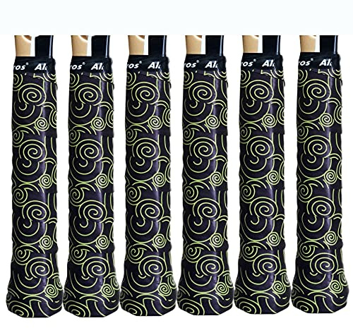 ALIEN PROS Tennis Racket Grip Tape (6 Grips) – Tac Moisture Feel Tennis Grip – Tennis Overgrip Grip Tape Tennis Racket – Wrap Your Racquet for High Performance (6 Grips, Black Clouds)