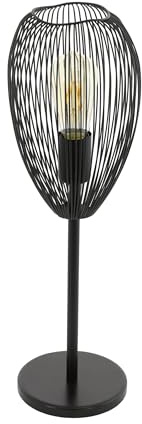 EGLO Tischlampe Clevedon, 1 flammige moderne Tischleuchte, Nachttischleuchte aus Stahl, Farbe: Schwarz, Fassung: E27, inkl. Schalter