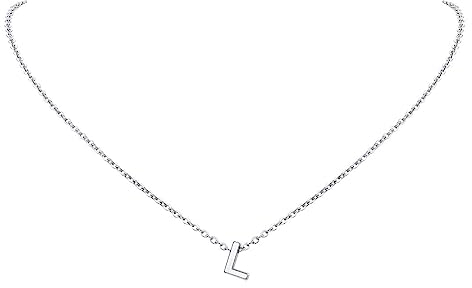 FindChic Kette L Damen Kette mit Buchstaben Silber Alphabet Anhänger Mädchen Initial Necklace Klein Anfangsbuchstaben Kette aus Edelstahl Geschenk für Geburtstag Muttertag Weihnachten