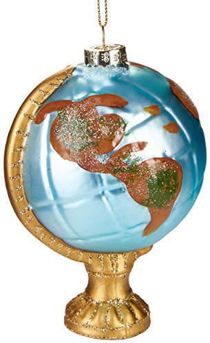 BRUBAKER Globus - Handbemalte Weihnachtskugel aus Glas - Mundgeblasener Christbaumschmuck Figuren lustig Deko Anhänger Baumkugel - 11 cm