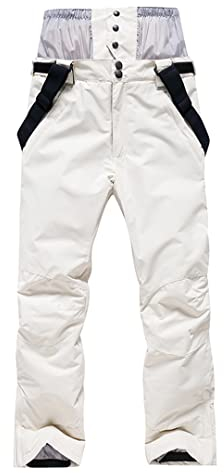 Herren Damen Eis-Schneehose Outdoor Snowboard Kleidung Gurt Hose Skianzug Off White Pants S