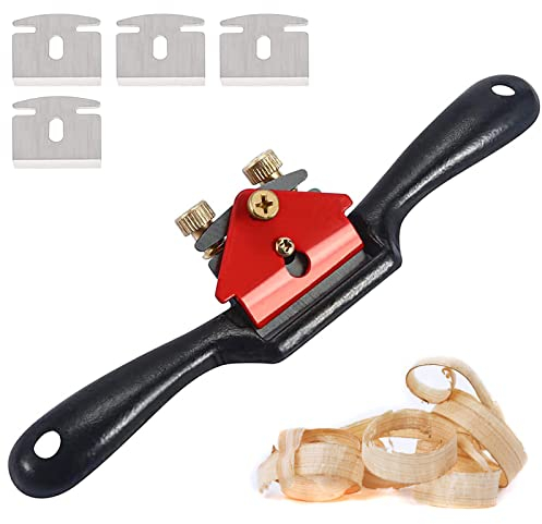 FORYNXHWIN Spokeshave Cepilladora, 9’’ Ajustable Cortador de carpintería Herramienta manual de carpintería Cepilladora Manual con 4 cuchillas