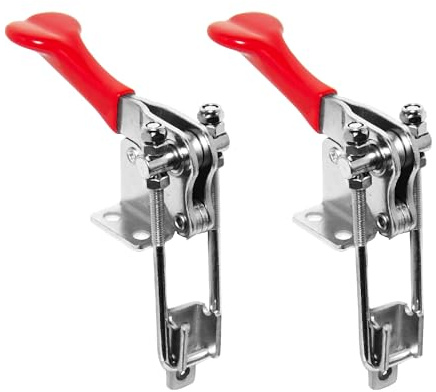 POWERTEC 2PK Toggle Clamp, 1000 lbs Holding Capacity, 334 Adjustable 90 Degree Vertical U Bolt Latch w/Antislip Hand Grip for Woodworking Jigs & Fixtures, Smoker, Tire Carrier, Cabinet (20309-P2)