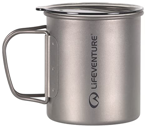 Lifeventure Superlight Titanium Insulated Double Wall Mug With Lid And Folding Handle – Ideal For Camping Or Travel