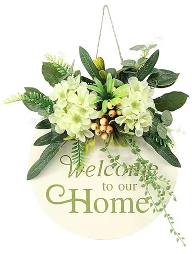 Türkranz Ganzjährig Türdeko Willkommensmarke Holzdekoration Wanddekoration Wohnzimmertürdekoration Haustür Türdekoration Zuhause Wanddekoration Modern Deko (Minzgrün)