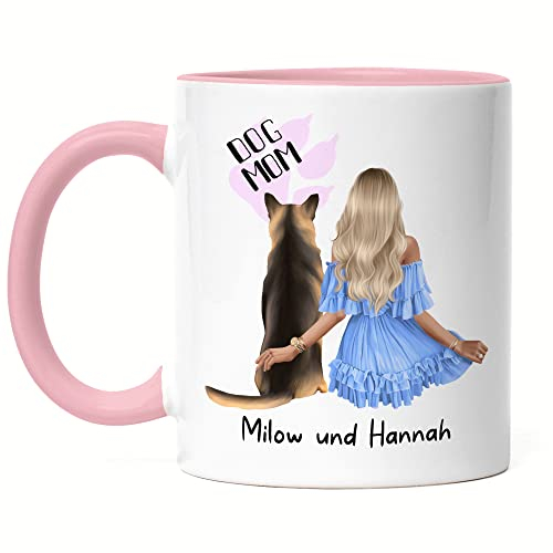 Kiddle-Design Hundebesitzer Tasse Rosa Personalisiert Geschenk für Hundemama Hundeliebhaber Hundehalter Frau Dog Mom Hundefreund Haustier & Herrchen