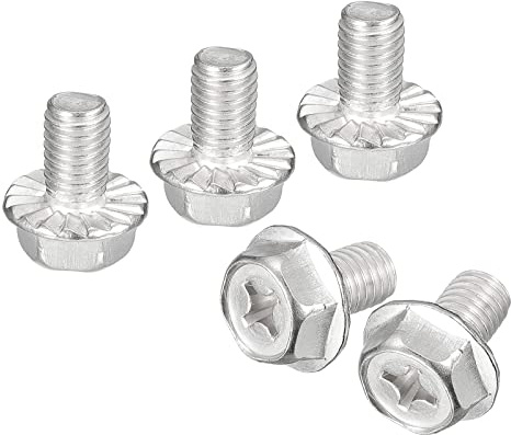 sourcing map M8x12mm Phillips Hex Head Flange Bolts, 10pcs 304 Stainless Steel Hexagon Phillips Flange Head Hex Bolts Machine Screws