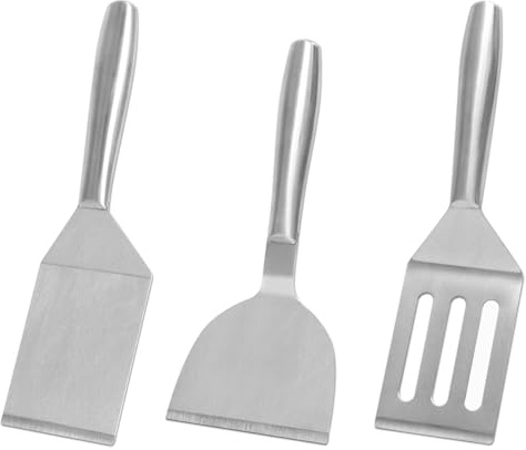 Eolilim Metal Spatula Set of 3, Burger Turner for Eggs, Steak, BBQ | Easy to Clean, Cutting Edges, Slotted Turner