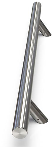 Oppali Gebürstet Rostfreier Stahl 304 Haustür-Beschlag Stoßgriffe Ziehgriff | Im Winkel von 45° geneigt | Runden T-Bar | 50cm Gesamtlänge