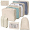 Fikiro 8-Teiliges Kofferorganizer Set - Beige, Nylon, Leichtgewicht, mit Transparenten Netz-Taschen und Verschlusstechnik