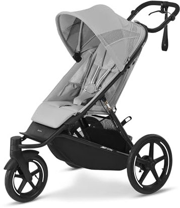 CYBEX Gold AVI SPIN Kinderwagen, Ab Geburt bis ca. 4 Jahre, Max. 111 cm und 22 kg, City-, All-Terrain- und Jogging-Kinderwagen, Fog Grey